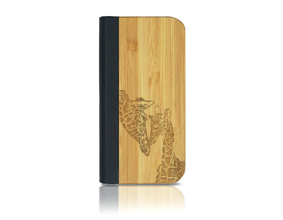 Coque à rabat pour iPhone 13 Mini, maman girafe